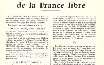 L’esprit du mouvement de la France libre, 23 août 1940