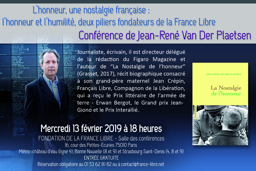 L’honneur, une nostalgie française : l’honneur et l’humilité, deux piliers fondateurs de la France Libre (conférence)