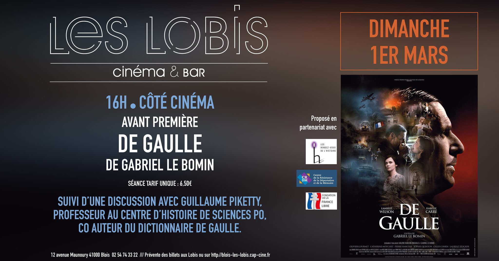 Projection en avant-première du film De Gaulle à Blois